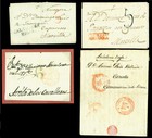 Spain 1820s-1850s Pre Philatelic Collection Of 9 Complete Letters W diff strikes