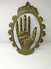 Vintage Brass Hand Wall Plaque With Eye In Palm Mystical Occult Gothic Decor