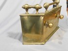 Antique Victorian Brass Fireplace Fender Footman Rail Iron Backing 19th Century