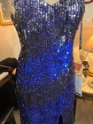 Primavera Couture Sequin Blue Formal Prom  Coctel  Long Backless Dress Size 10