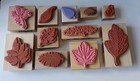 Lot  11  New used Mounted Rubber Stamps Leaf Motif Assorted Brands shapes sizes