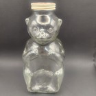 Vintage 1950s Bear Coin Bank Bottle Snow Crest Beverages W  Lid Clear Glass 7   