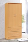 Hodedah 2 Door Wood Wardrobe Bedroom Closet With Clothing Rod Inside Cabinet    