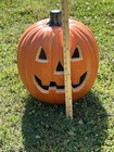 Vtg 17    Hard Plastic Blow Mold Halloween Lighted Jack-o-lantern Pumpkin Oblong 