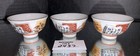 3 Small Ceramic Saki Cups Floral Flowers White With Yellow   Red