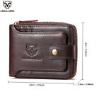 Genuine Leather Wallet Men Large Capacity Id Window Card Case Zip Coin Pocket