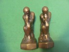 Pair Of Vintage Solid Brass Rodin s  the Thinker  Heavy Bookends 