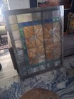   Antique Stained Glass Window    33 5 X 43  Architectural Salvage 1898