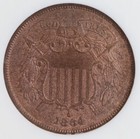 1864 Two Cent Piece     Ngc Graded Ms64 Rb     Large Motto - Civil War Era Coin