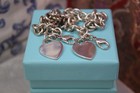 2 Vintage Matching Tiffany   Co Sterling Heart Charm Bracelets 7 5  Each X 2 Lot