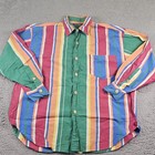 Vintage Ralph Lauren Country Shirt Mens Medium Multicolor Stripe Long Sleeve 90s