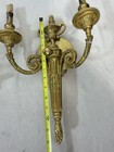 Vintage Brass Electric Wall Sconce Lamp Light Pair Gold Tone Victorian Gothic