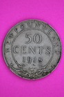 1918 C Newfoundland Canada Fifty 50 Cents Silver Coin Guaranteed Authentic 2231
