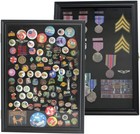 Pin Ribbon Medal Display Case Button Badge Shell Lapel Black Holder Usa Cabinet