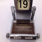 Vintage Metal Perpetual Flip Calendar Midway Oil Company Chrome Made In Japan