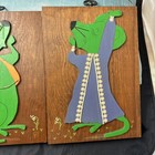 Vintage Wooden Mr   Mrs Yawning Mice Hand Painted Couple Wall Art Texture