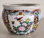 Planter  rose Medallion Chinese Famille  Porcelain Hand Painted   vtg  3-4  Inch