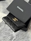 Chanel Ap3047 Classic Flap Card Holder Black Quilted Caviar Leather Gold Cc