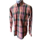 Chaps Ralph Lauren Vintage Peach Plaid Long Sleeve Button Down Shirt Size Small