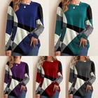 Womens Long Sleeve Pullover Printed T-shirt Tops Ladies Casual Loose Blouse Tee