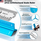 2 Pcs Architectural Scale Ruler 12 Inch  Aluminum Architect   Blue