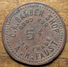 Las Cruces  New Mexico Nm A  H  Faust O  K  Barber Shop Indian Head Image Token