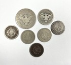 7 Coin Lot  90  Silver Barber Half   Quarter Dollar   5 Liberty V Nickels