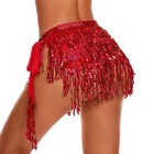 Sequin Tassel Skirt Belly Dance Hip Scarf Fringe Rave Festival Ballet Wrap Skirt