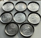Set Of 8 Mcm Mid Century Modern Aluminum Drink Coasters Duck Flying Over Marsh