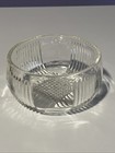 Vintage Clear Glass Bowl Ribbed On Four Sides Cross-hatch Bottom 4 25 d 2 25 h