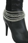 Women Boot Bracelet Silver Metal Chain Anklet Shoe Charm Multi Strands Day Night