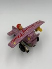 Nos Vtg Purple Tin Litho  training Plane    Wind-up Tin Toy W box