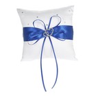 6x6 Inch Double Heart Satin Ring Bearer Pillow   Flower Girl Basket Blue V1