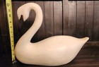 Large 17  L X 12 5  T White Wooden Swan Large Head Down Wood Decoy 