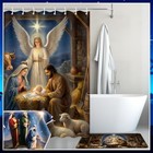 Set Of 6 Bathroom Sets - Christmas Nativity Shower Curtains With Rug