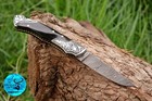 Custom Hand Made Forged Damascus Steel Folding Blade Pocket Knife Lockback 845