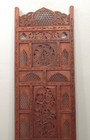 Indian Hand Carved Teak Wood Screen Panel Geometric Floral Design