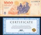 Argentina 1000 Pesos Unc Currency Money X 1 Banknote Coa