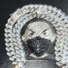 Cuban Link Chain Iced Out Masked Face Pendant White Gold Plated  20inch  Brass