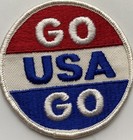 Vintage Go Usa Go Red White Blue Round Embroidered Souvenir Patch Badge