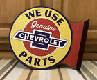 Chevrolet Parts Sign Double Sided Flange Metal Garage Vintage Style Wall Decor