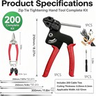 200 Ties  Stainless Steel Tie Tool Kit  Eva Case  Gloves