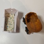Vintage Dollhouse Baby Stroller   Rocking Wood Bassinet Crib Miniature Furniture