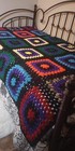 Granny 70  X 55  Crocheted Blanket Handmade Afghan Vtg Multicolor Boho Throw