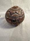 Vintage Hand Carved Etched Painted Peruvian Folk Art Gourd 3 5    Intricate Design