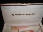 Lot Of  2  Vintage Frontier Airlines Vanity Travel Kits Amenity Cases White