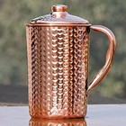 Pure Copper Water Hammered  Pitcher Jug For Ayurveda Health Benefit 1 5 Ltr