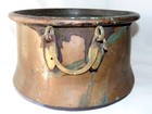 Vintage Large Primitive Turkish Copper   Brass Kettle Pot  Iron Swing Handles