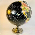 Replogle 12  Starlight Black World Globe Raised Relief With Silver Metal Base