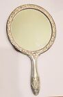 Vintage Hand Held Silver Plated Mirror - Heavy Ornate